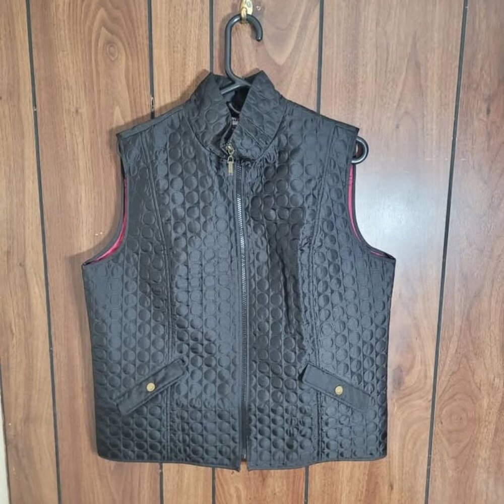 Women Alfred Dunner Petite Black Quilted Vest - Size 12P